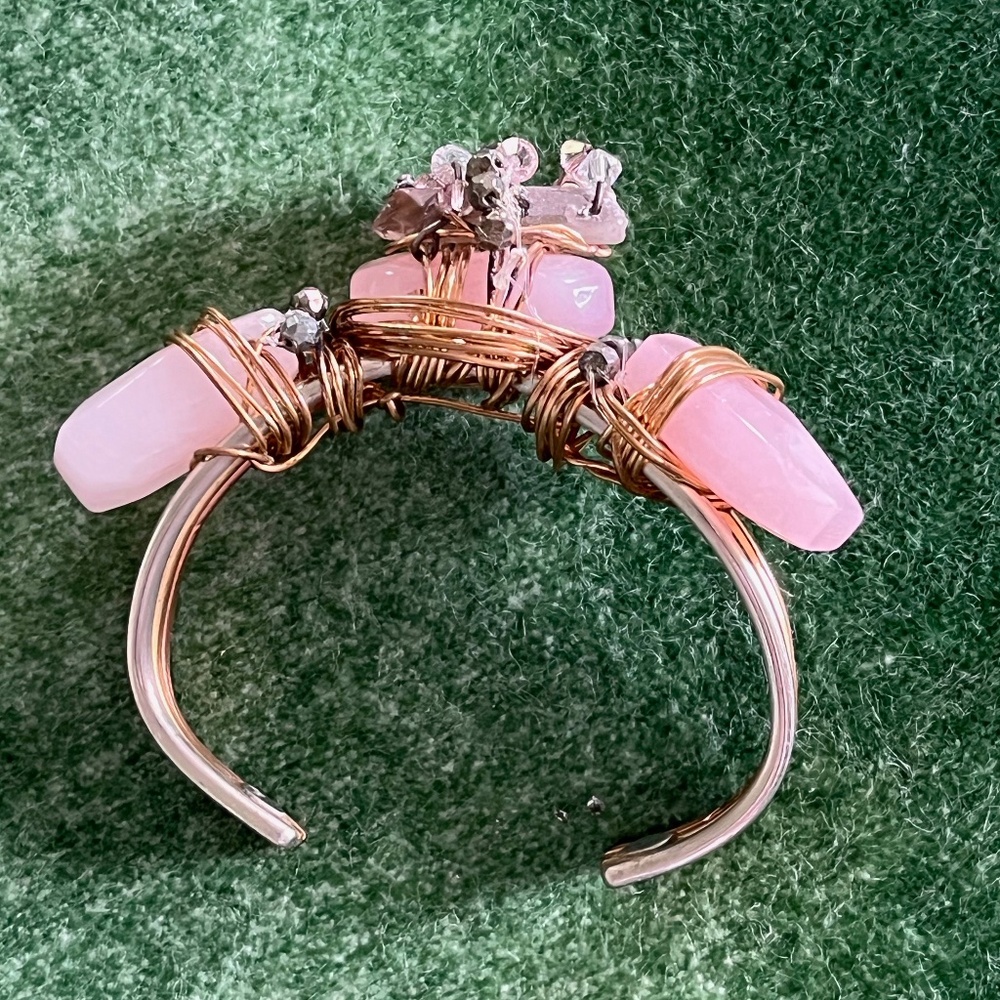 Pink agate cuff bracelet